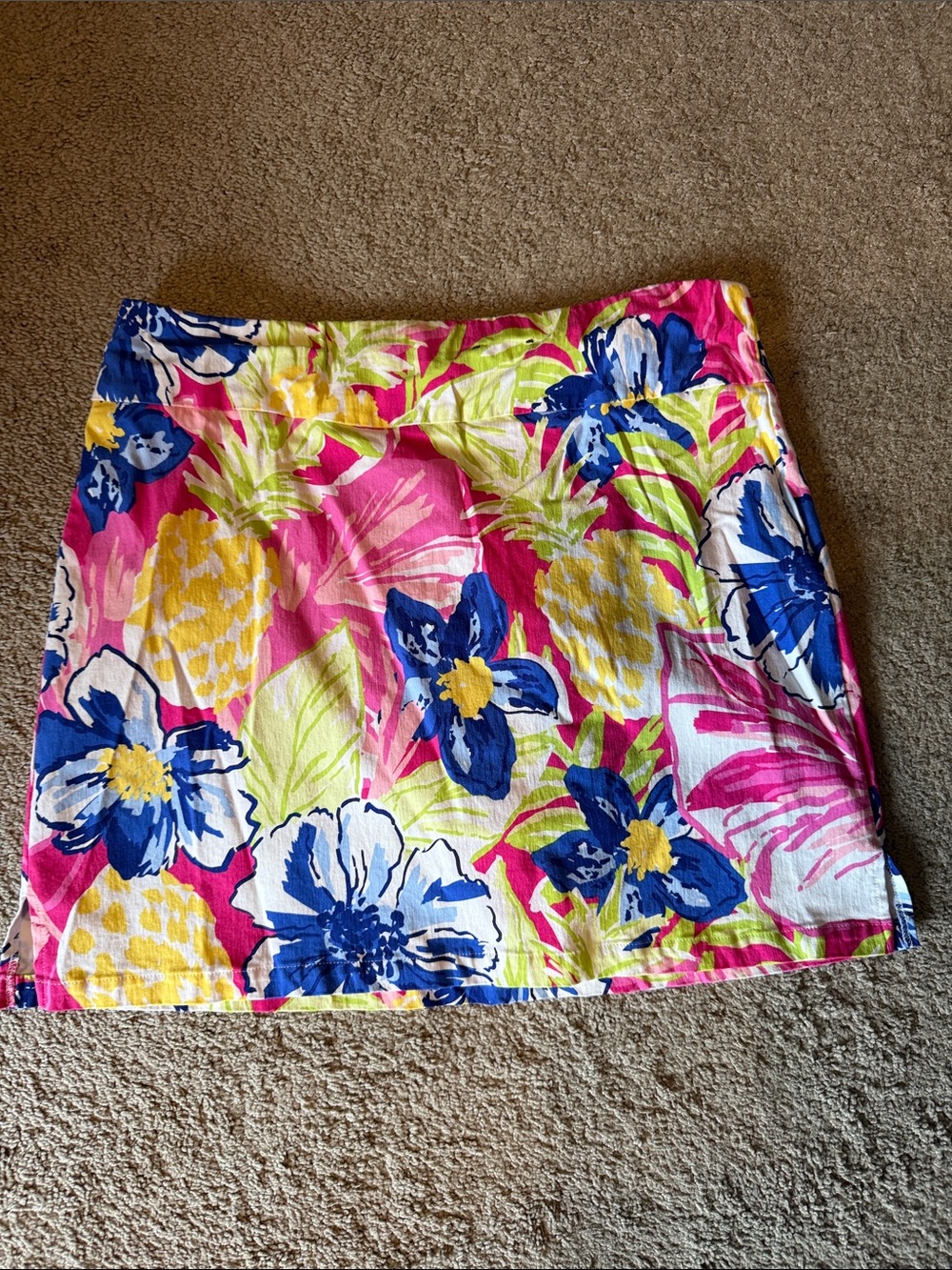 Rafaella Pink Floral Mini Skort with Blue & Yellow Accents